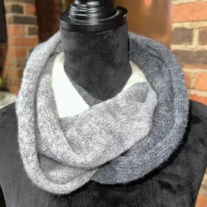 Minicucci infinity scarf mohair and wool blend gray and ivory